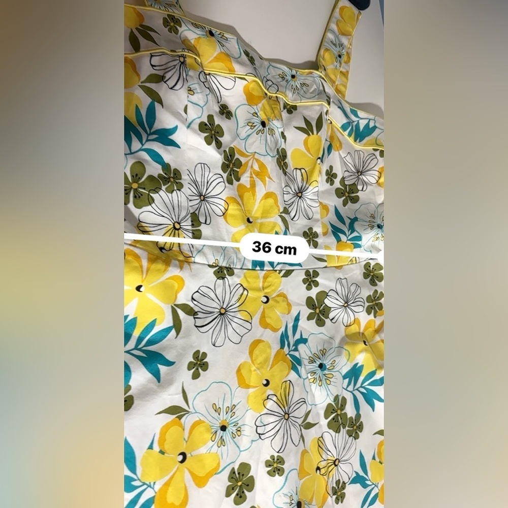 Vintage Jessica Sears Floral Cotton Sundress Yellow Retro A Line Dress 8 - Picture 4 of 8